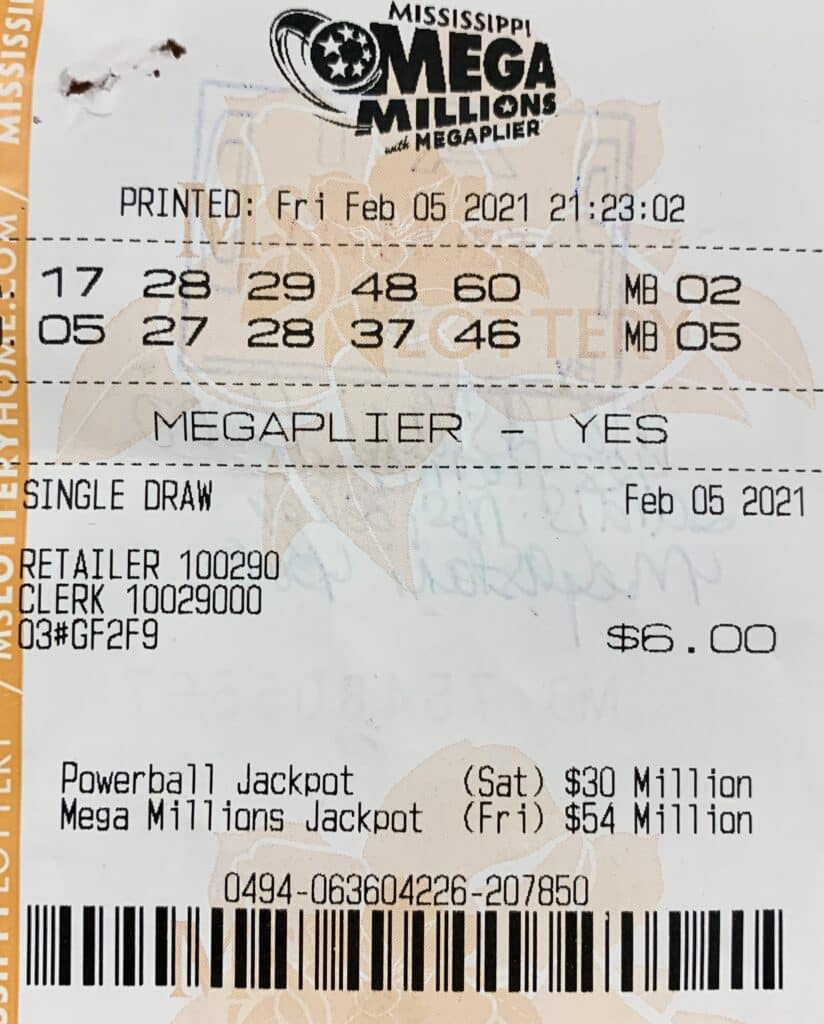 A Sardis player won $800 on a Mega Millions ticket purchased from Tri-Lakes on E. Lee St., Sardis.