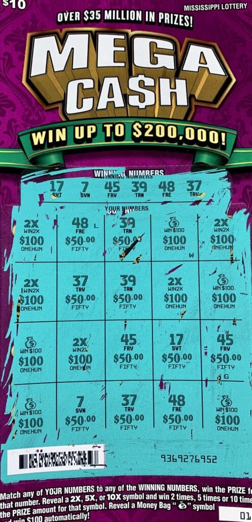 A Starkville man won $2,000 on a Mega Ca$h scratch-off game purchased from Chevron Quick Shop on Hwy. 12 W., Starkville.