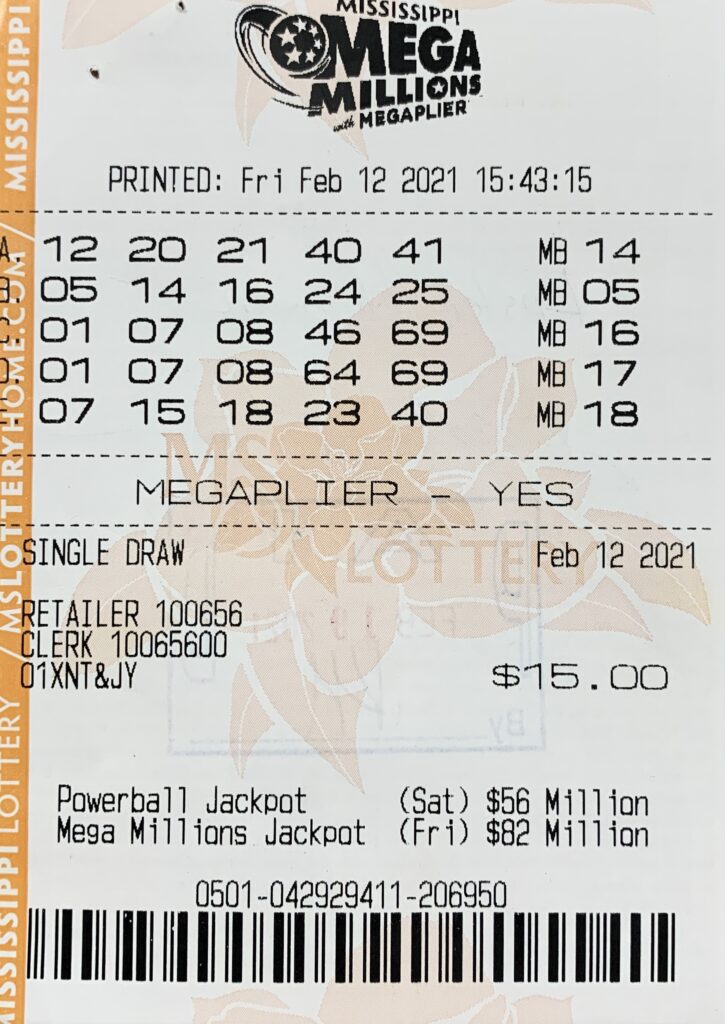 A Tchula player won $1,506 on a Mega Millions ticket purchased from Speed Mart on Washington St., Vicksburg.