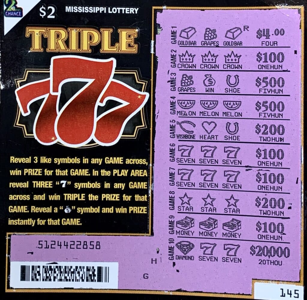 A Terry player won $2,000 on a Triple 777 scratch-off game purchased from Phillips 66 Food Plaza on Hwy. 28, Hazlehurst.