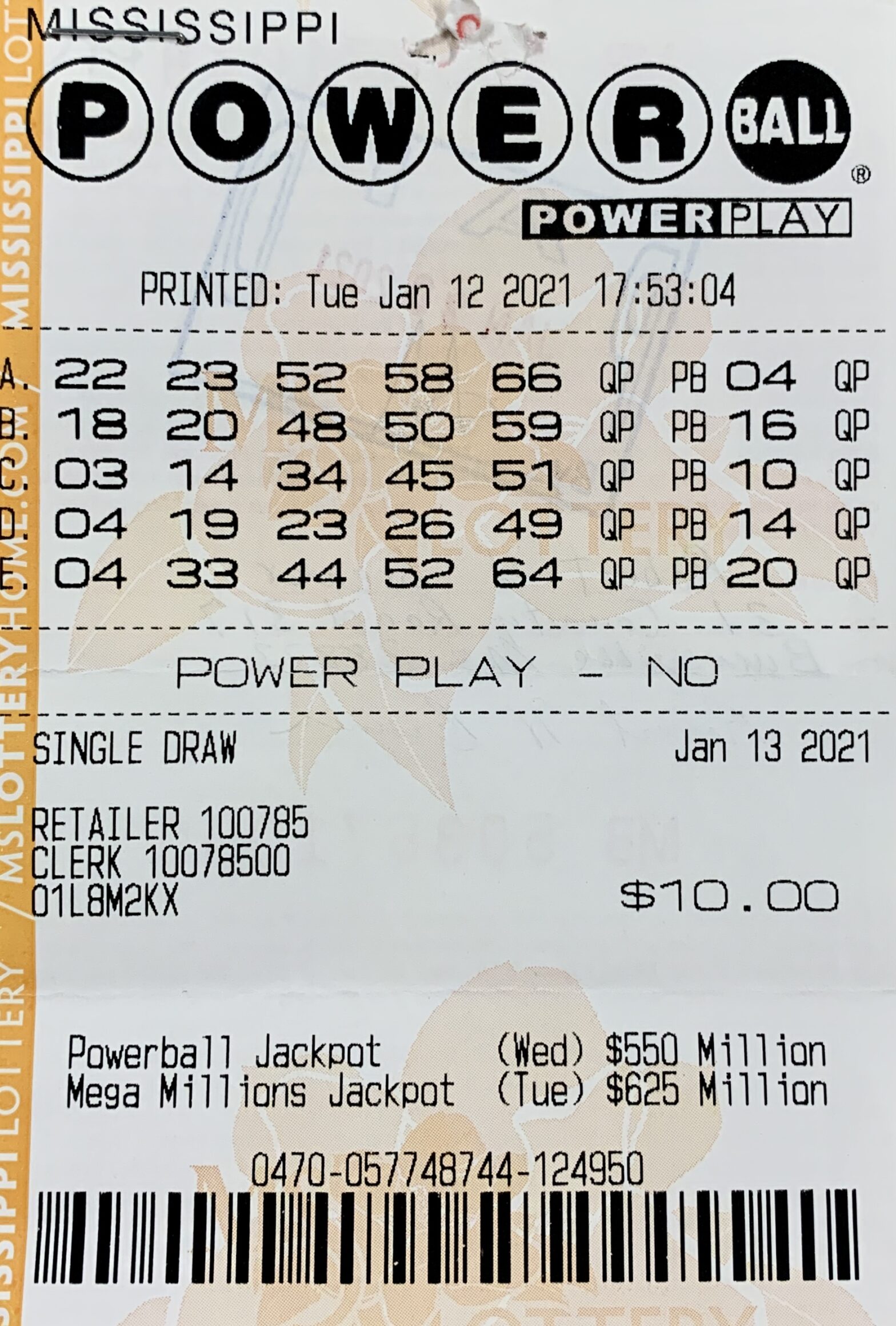 A Tishomingo County man won $50,000 on a Powerball ticket purchased from 72 Express LLC on Hwy. 72, Burnsville.