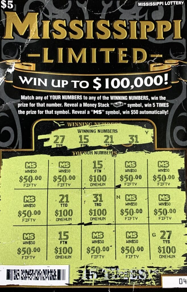 A Tupelo man won $1,000 on a Mississippi Limited scratch-off game purchased from Eagle Store on Raymond Ave., Verona.