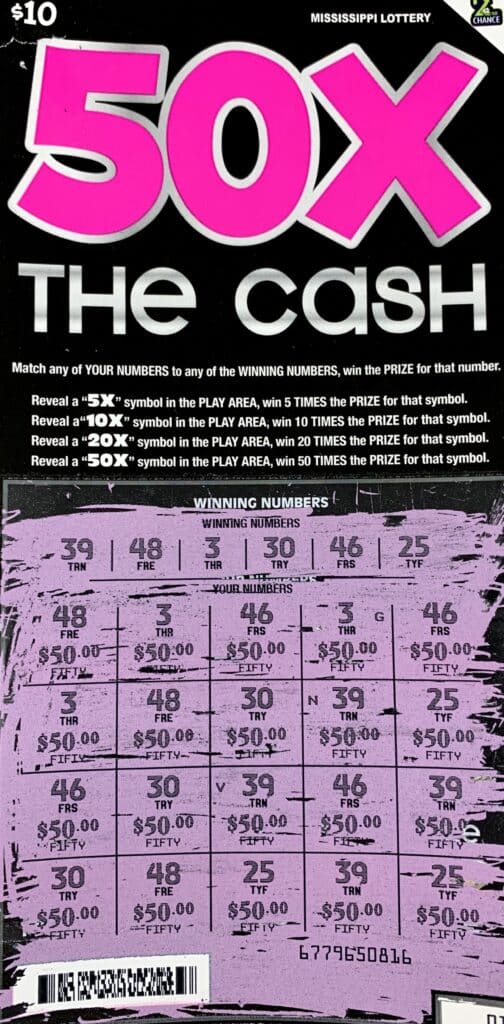 A Greenville man won $1,000 on a 50x the Cash scratch-off game purchased at CEFCO on Hwy. 82 W., Greenville.