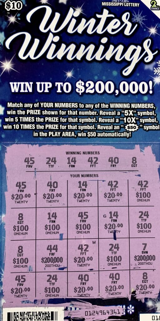 A Jackson woman won $1,000 on a Winter Winnings scratch-off game purchased from Fuel Time #7 on W. Northside Dr., Jackson.