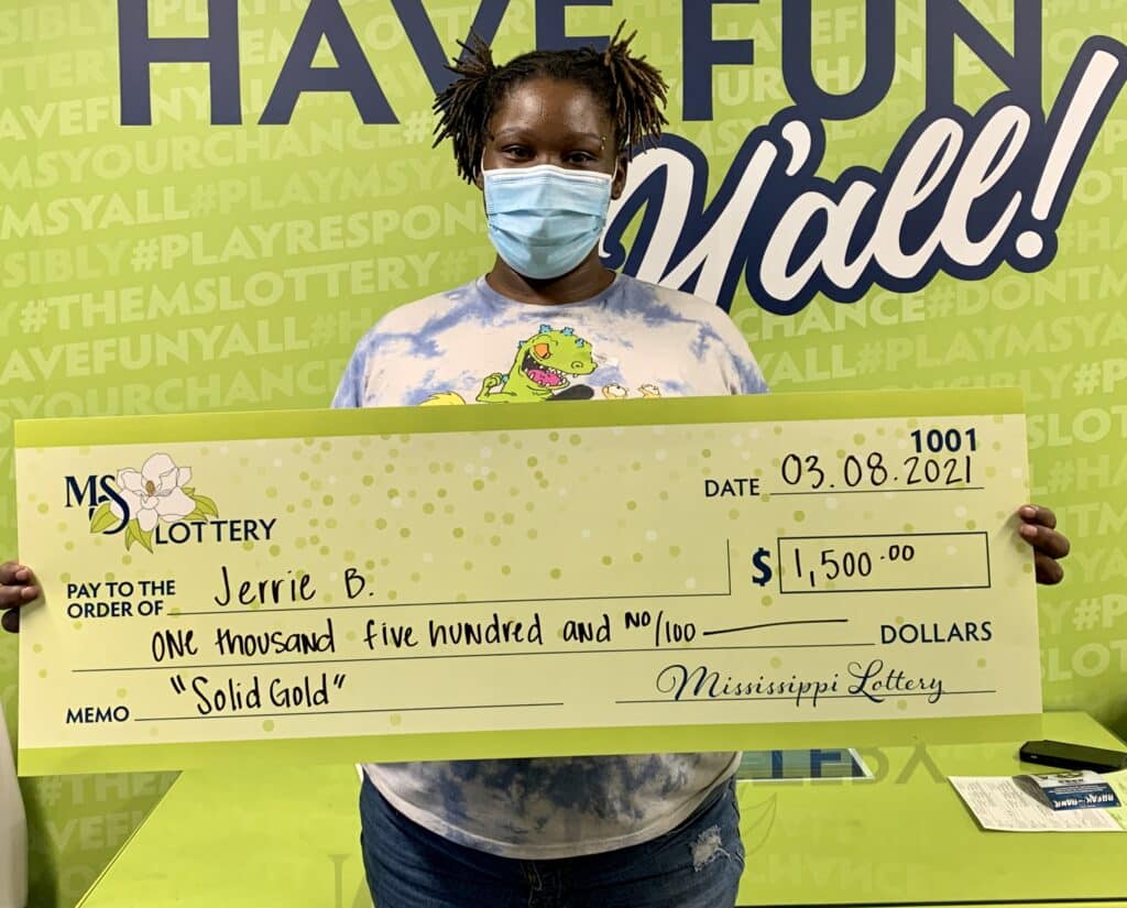 Jerrie B. of Hattiesburg won $1,500 on a Solid Gold scratch-off game purchased from Fat Boys Main Street on N. Main St., Hattiesburg.