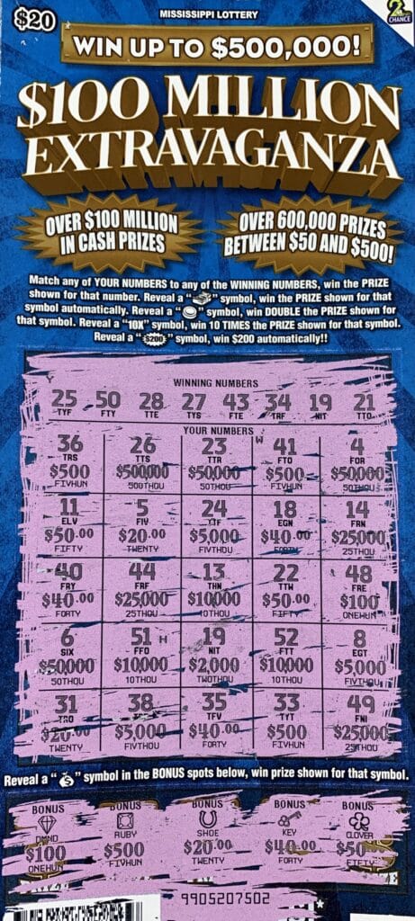 An Olive Branch woman won $2,000 on a $100 Million Extravaganza scratch-off game purchased from Shell 5 Star on Goodman Rd., Olive Branch.