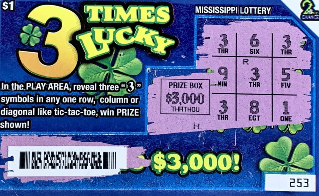 A Vancleave man won $3,000 on a 3 Times Lucky scratch-off game purchased from Keith’s Superstore #88 LLC on Hwy. 57, Vancleave.