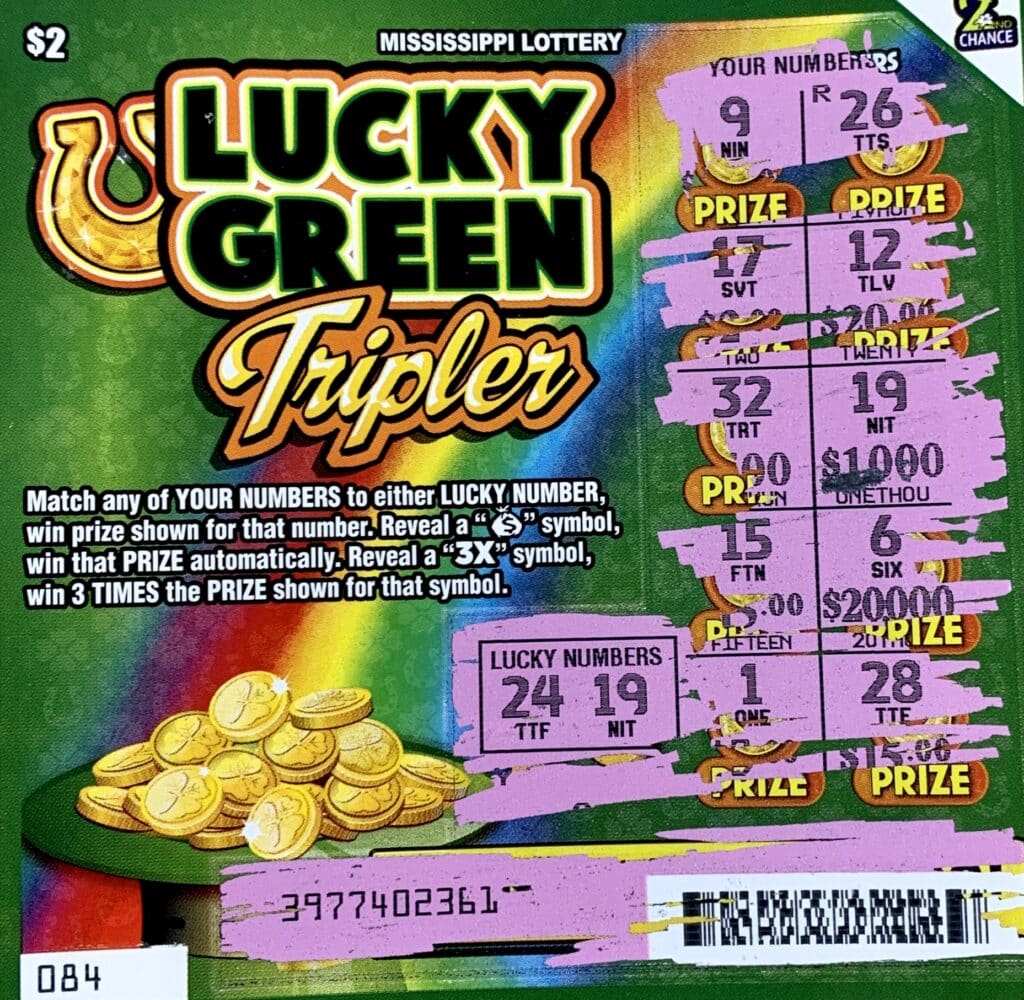 A Vicksburg man won $1,000 on a Lucky Green Tripler scratch-off game purchased from Circle K on Indiana Ave., Vicksburg.