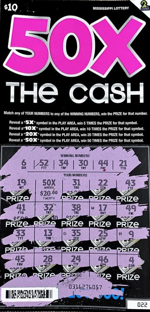 A Byram woman won $1,000 on a 50x the Cash scratch-off game purchased at Brando’s Tobacco and Beverage of Byram on Siwell Rd., Ste. C, Byram.