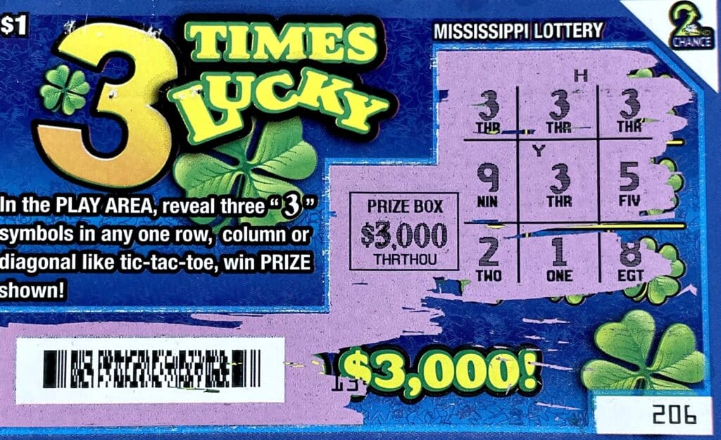 A Hattiesburg man won $3,000 on a 3 Times Lucky scratch-off game purchased at Lake Serene Grocery at Gandy Parkway on Evelyn Gandy Parkway, Hattiesburg.