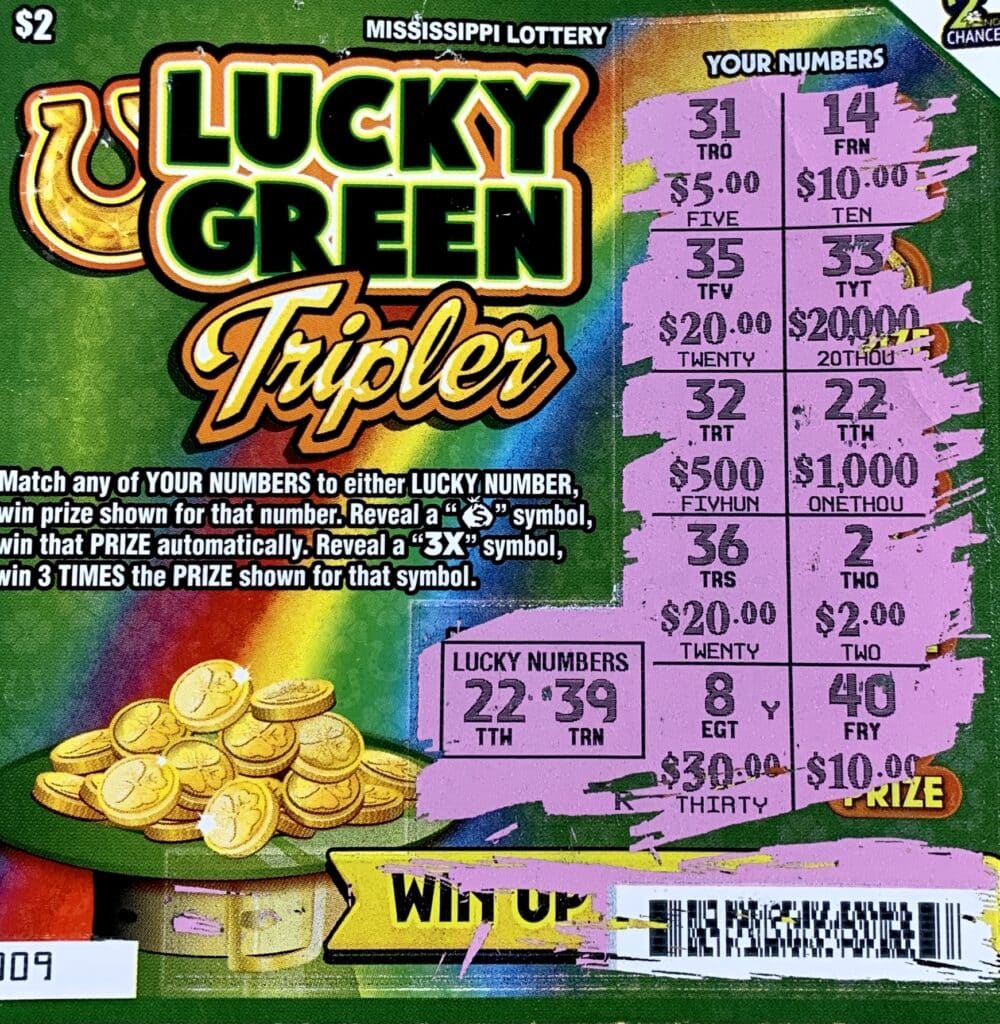 A Hollandale woman won $1,000 on a Lucky Green Tripler scratch-off game purchased from Double Quick #80 on Hwy. 1 N., Greenville.