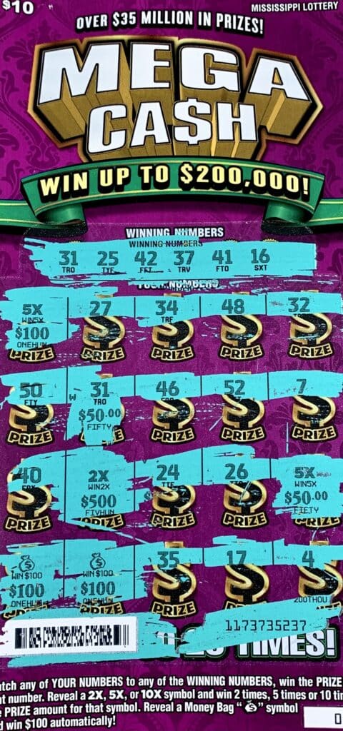 A Holmes County man won $2,000 on a Mega Ca$h scratch-off game purchased from Double Quick #54 on N. Jackson St., Durant.