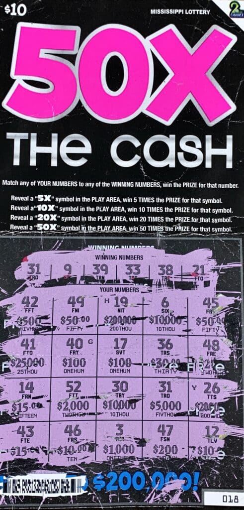 A Houston player won $5,000 on a 50x the Cash scratch-off game purchased from Classic Beer Company Inc. on W. Madison St., Houston.