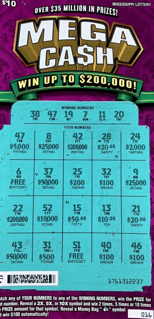 A Jasper County woman won $5,000 on a Mega Ca$h scratch-off game purchased from EK Food Mart on E. Third St., Forest.