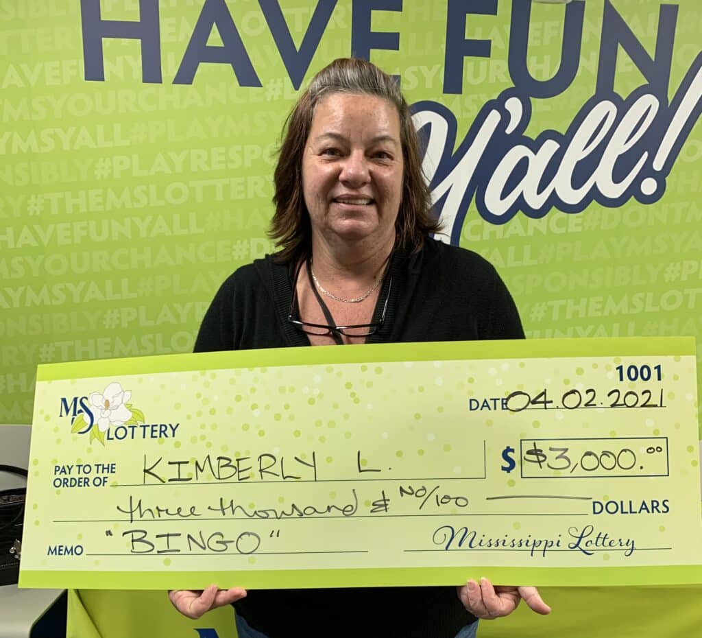 Kimberly L. of Vancleave won $3,000 on a Bingo scratch-off game purchased at Lorraine Fuel on Lorraine Rd., Gulfport. She purchased her winning ticket on April 1. When she called friends in excitement, everyone thought she was pulling an April Fool’s Day prank!