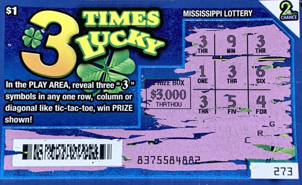 A Lauderdale County woman won $3,000 on a 3 Times Lucky scratch-off game purchased from Murphy Oil on Hwy. 19 N., Meridian.