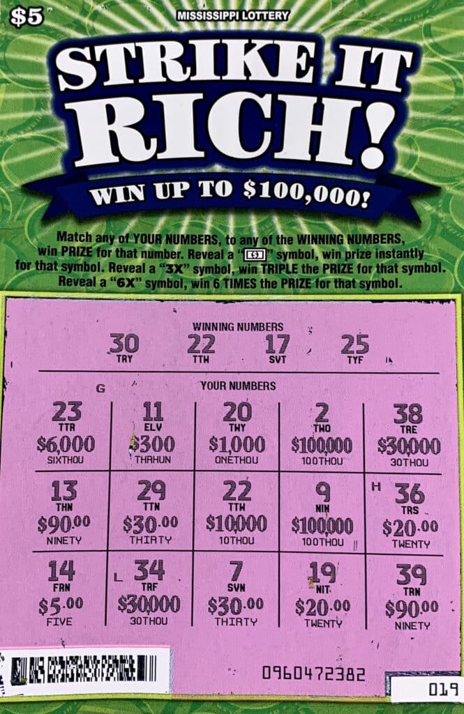 A Natchez man won $10,000 on a Strike it Rich scratch-off game purchased from Sprint Mart #69 on Sgt. S. Prentiss Dr., Natchez.