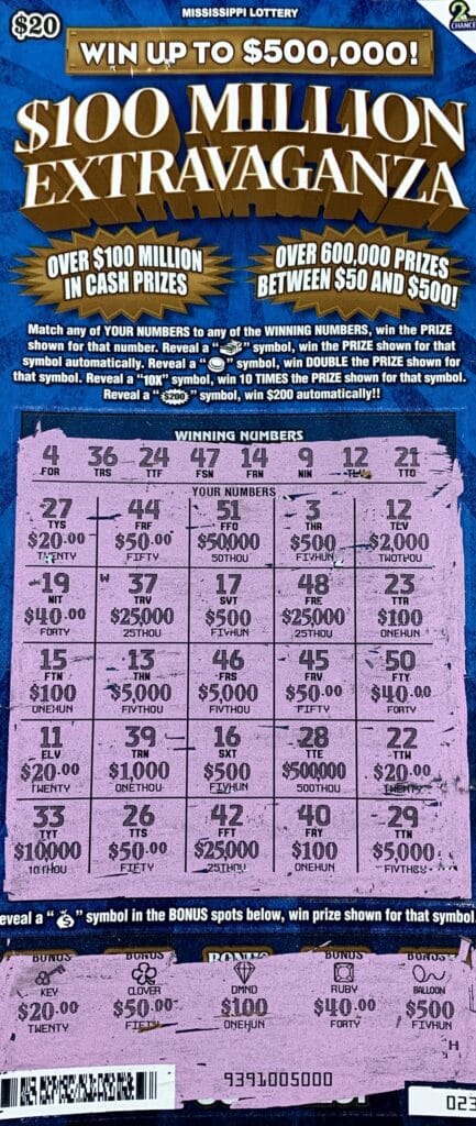 A Tutwiler woman won $2,000 on a $100 Million Extravaganza scratch-off game purchased from Citgo Food Mart on Hwy. 49, Webb.