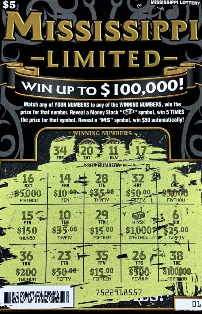 A Newton man won $5,000 on a Mississippi Limited scratch-off game purchased from Newton Junction on Eastside Dr., Newton.