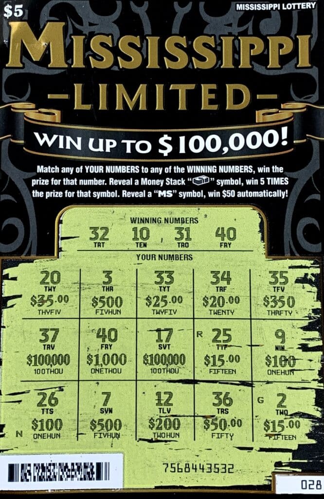 A Cleveland man won $1,000 on a Mississippi Limited scratch-off game purchased from Go-Knight Rider LLC on Hwy. 8, Cleveland.