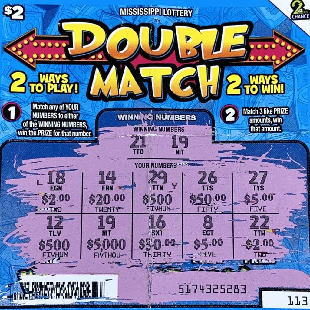 A Jackson woman won $5,000 on a Double Match scratch-off game purchased from PMC LLC on Woodrow Wilson Ave., Jackson.