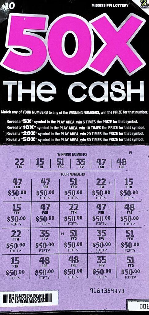 An Issaquena County man won $1,000 on a 50x the Cash scratch-off game purchased from Rick’s Express #3 on Hwy. 61 N., Rolling Fork.