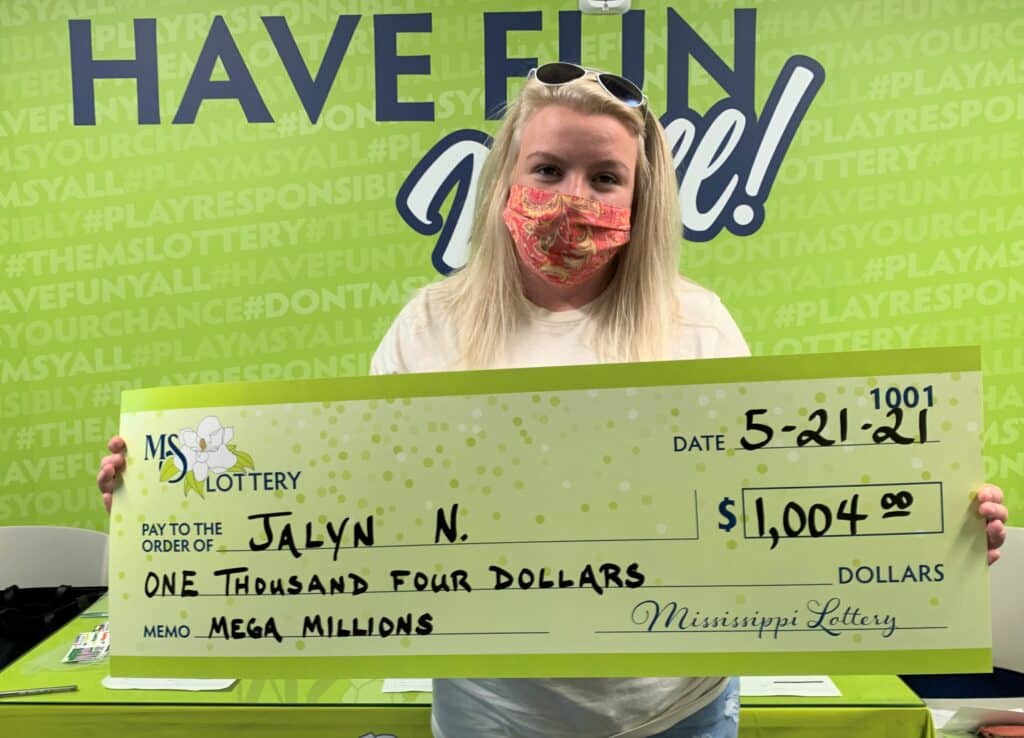 Jalyn N. of State Line won $1,004 on a Mega Millions ticket purchased from Crazy K's on Hwy. 45 S., Buckatunna.