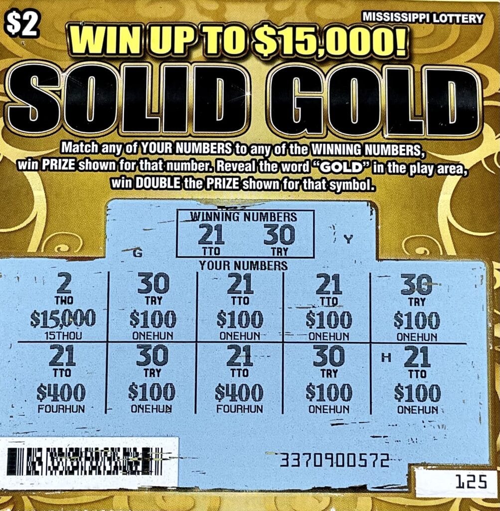 A Jones County man won $1,500 on a Solid Gold scratch-off game purchased from Shell Valero Food Mart on N. Pine Ave., Heidelberg.