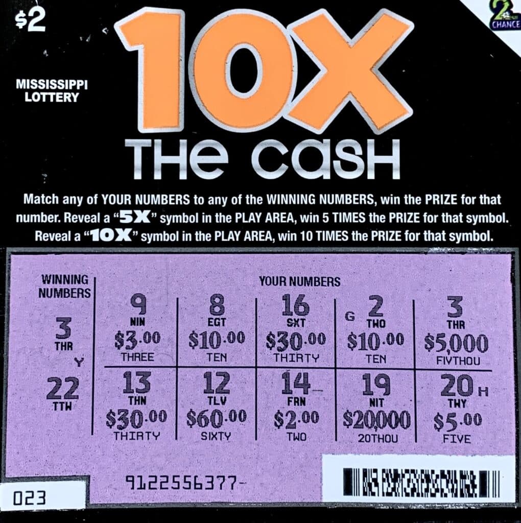 A Long Beach man won $5,000 on a 10x the Cash scratch-off game purchased from Keith’s Superstore #109 LLC on E. Beach Blvd., Pass Christian.