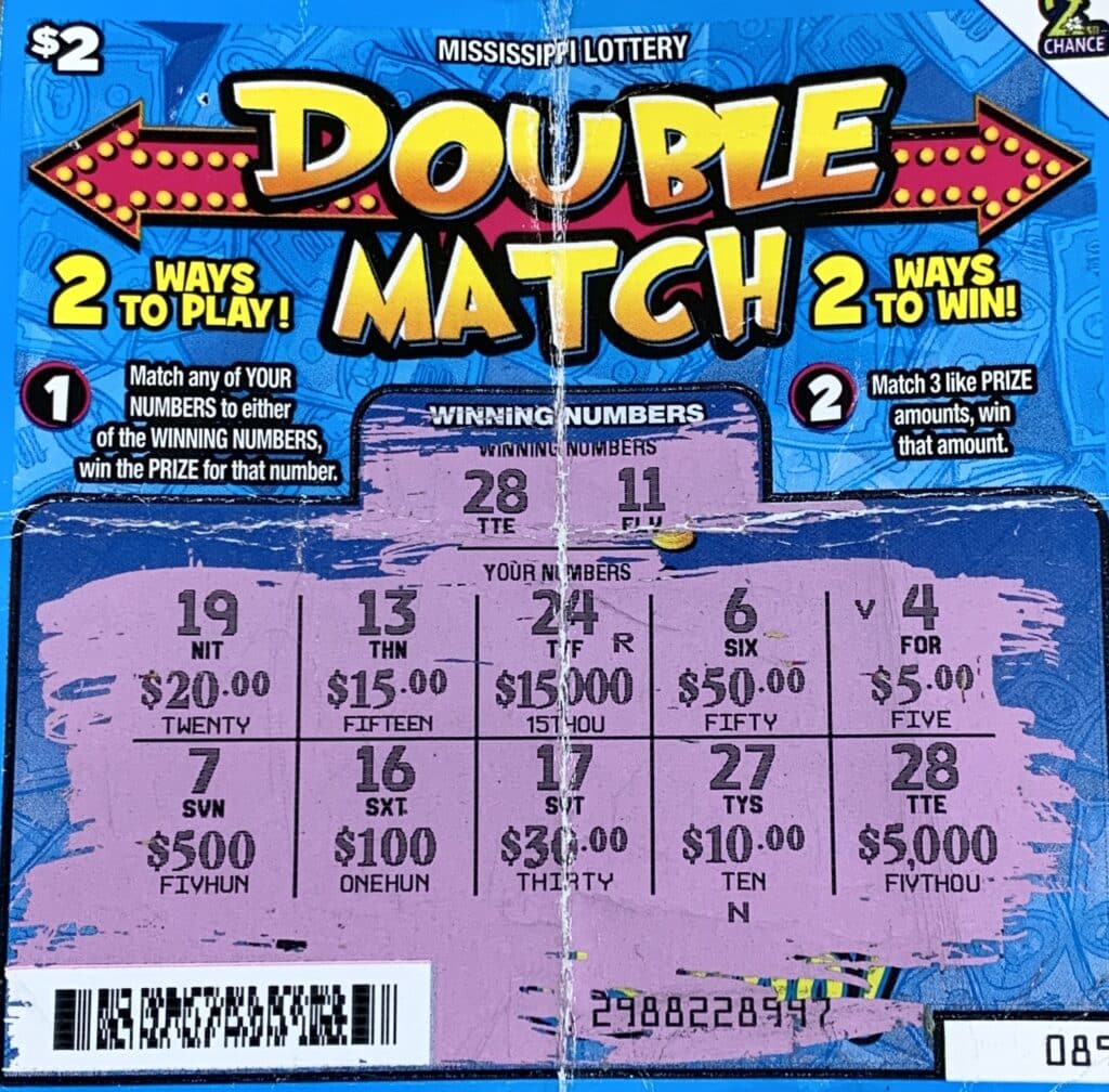 A Mount Olive woman won $5,000 on a Double Match scratch-off game purchased from Keith’s Superstore #140 LLC on Rock Hill Rd., Mount Olive.