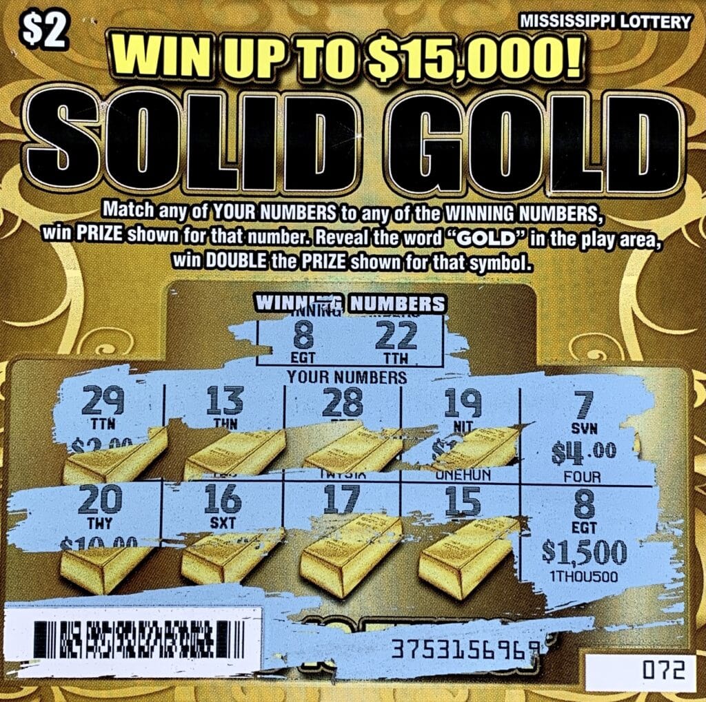 A Shuqualak man won $1,500 on a Solid Gold scratch-off game purchased at Scooba Junction on U.S. 45, Scooba.