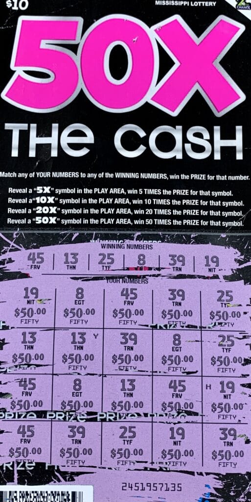 A West Point player won $1,000 on a 50x the Cash scratch-off game purchased from Express Mart of Columbus Inc on Main St., Columbus.