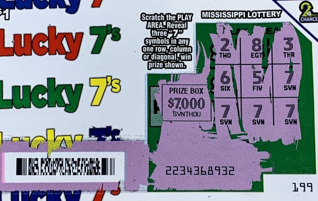 A Flora woman won $7,000 on a Lucky 7s scratch-off game purchased from M & K Food Mart on 1st St., Flora.