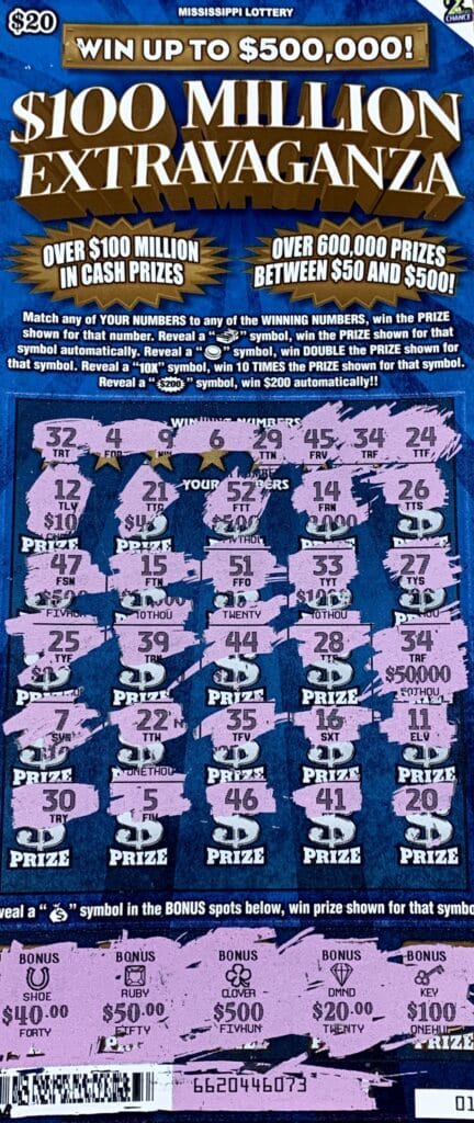 A Jackson man won $50,000 on a $100 Million Extravaganza scratch-off game purchased from Brando’s Tobacco & Beverage of Byram LLC on Siwell Rd., Byram.