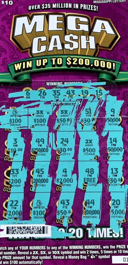 A Jackson woman won $2,000 on a Mega Ca$h scratch-off game purchased from Gas Plus on Hwy. 80 W., Jackson.