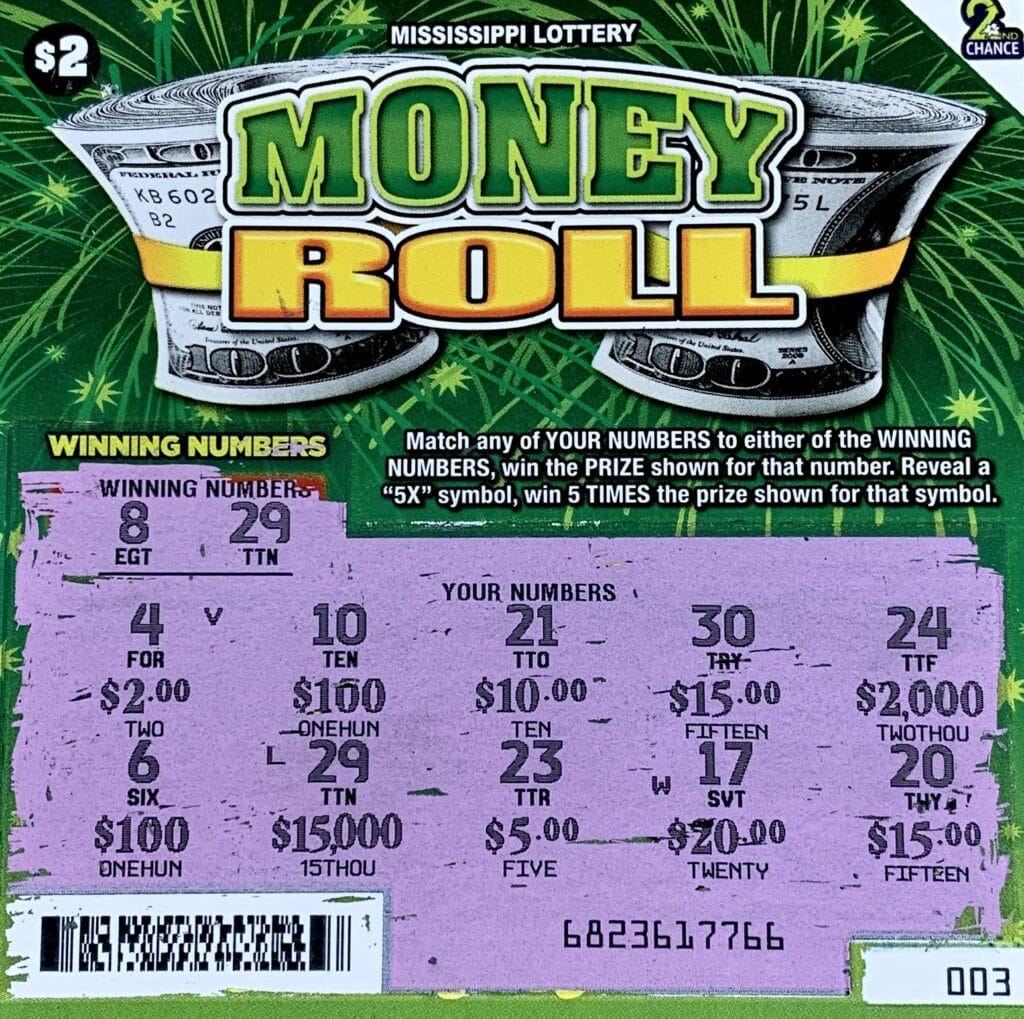 A Natchez man won $15,000 on a Money Roll scratch-off game purchased from EZ Quick Stop LLC #3 on Lower Woodville Rd., Natchez.