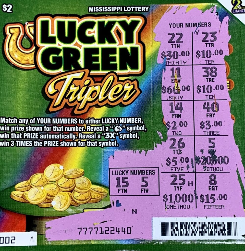 A Starkville woman won $20,000 on a Lucky Green Tripler scratch-off game purchased from Sprint Mart #4128 on S. Jackson St., Starkville.