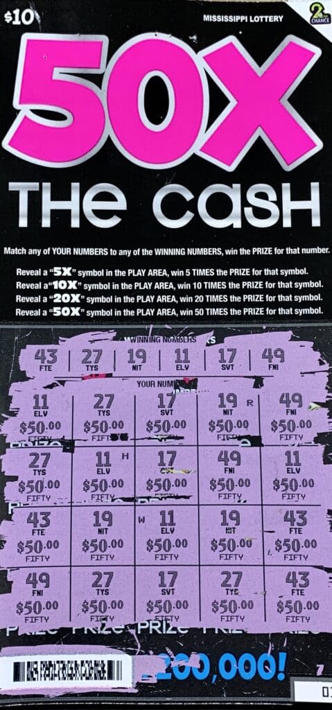 A Kemper County man won $1,000 on a 50x the Cash scratch-off game purchased from Rvictory 1 LLC on W. Main St., West Point.