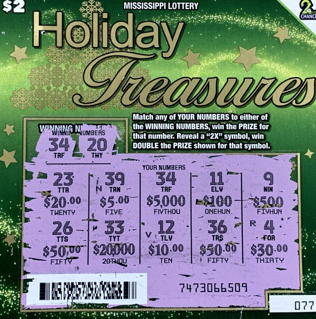 A Kemper County man won $5,000 on a Holiday Treasures scratch-off game purchased from 3 Way Quick Stop on W. Congress St., Brookhaven.