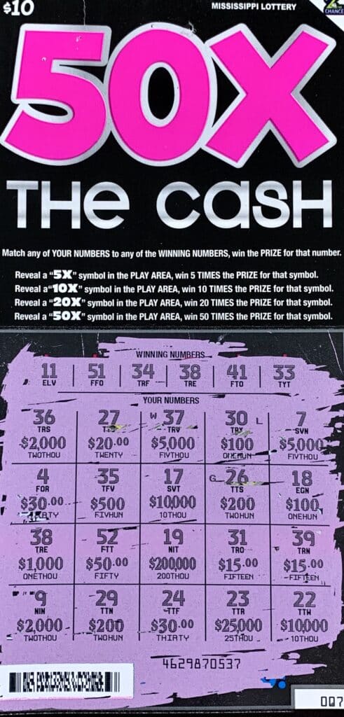 A Horn Lake woman won $1,000 on a 50x the Cash scratch-off game purchased from Shell on Church Rd., Southaven.