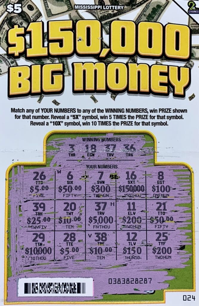 A Southaven woman won $5,000 on a $150,000 Big Money scratch-off game purchased from On the way Grocery on Goodman Rd., Horn Lake.