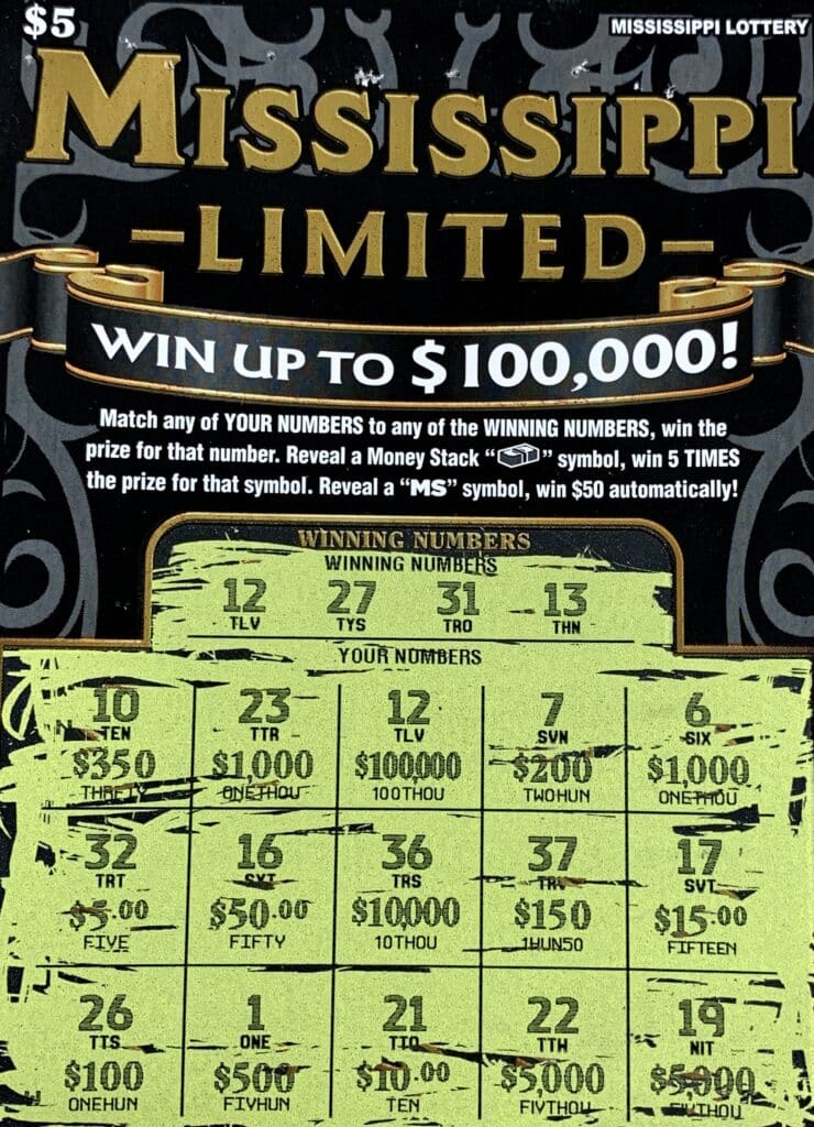 A Citronelle, Ala., woman won $100,000 on a Mississippi Limited scratch-off game purchased from The Junction on Hwy. 594, Leakesville.