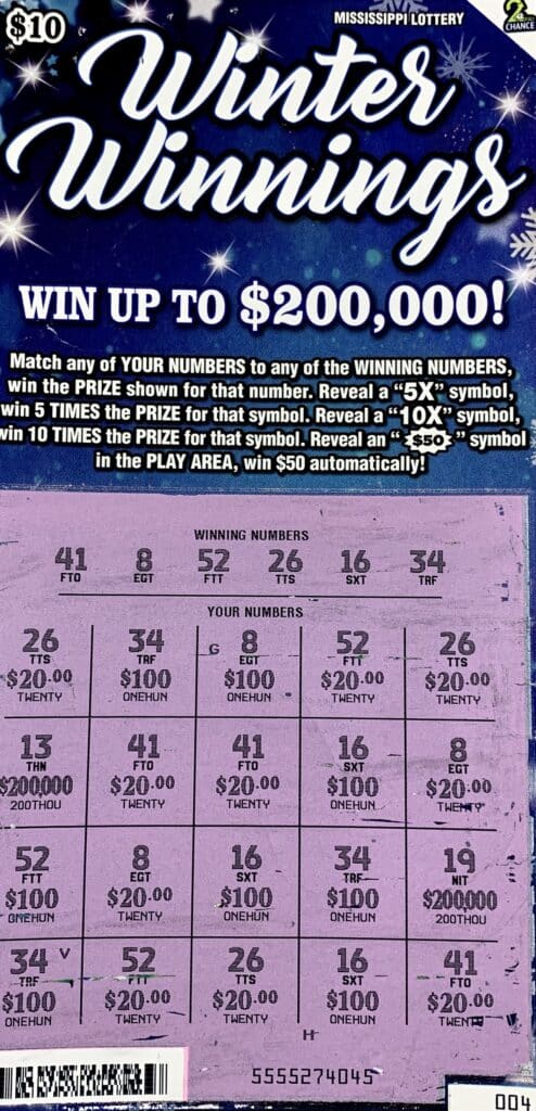 A Summit man won $1,000 on a Winter Winnings scratch-off game purchased from J & N Food Mart 4 Inc on Laurel St., Summit.