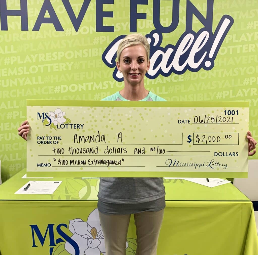 Amanda A. of Corinth won $2,000 on a $100 Million Extravaganza scratch-off game purchased from Sprint Mart #27 on Hwy. 72 W., Corinth.