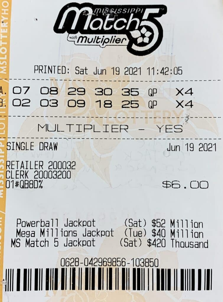 A Grenada man won $800 on a Mississippi Match 5 ticket purchased from Scott Petroleum Store #33 on Hwy. 8 E., Grenada.