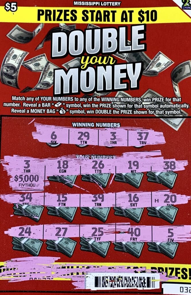 A Columbus man won $5,000 on a Double Your Money scratch-off game purchased from 45 Express Mart Inc on Hwy. 45 N., Columbus.