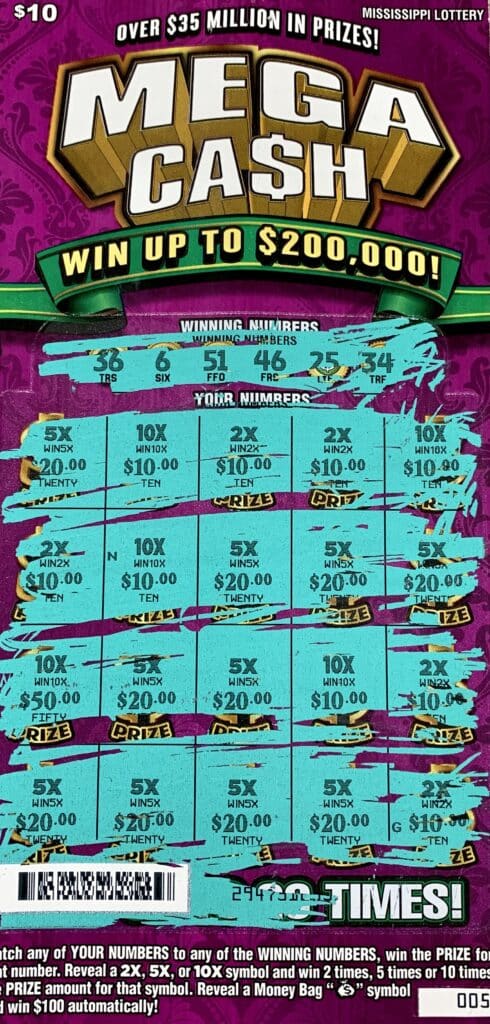 A Jackson woman won $2,000 on a Mega Ca$h scratch-off game purchased at Lakeside Express #4 on Hwy. 80 W., Clinton.