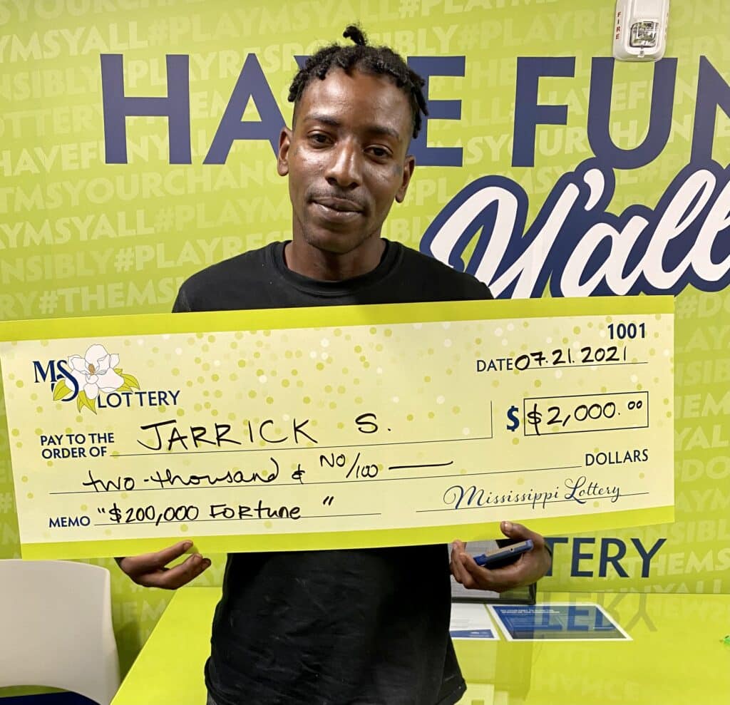 Jarrick S. of Jackson won $2,000 on a $200,000 Fortune scratch-off game purchased from LA Food Mart Inc on Ellis Ave., Jackson.