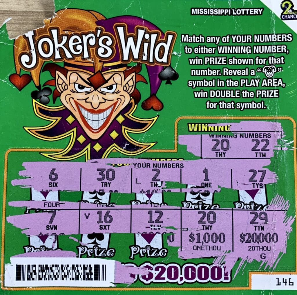 A Moss Point woman won $1,000 on a Joker’s Wild scratch-off game purchased from Miss Al Market on Forts Lake Rd., Moss Point.