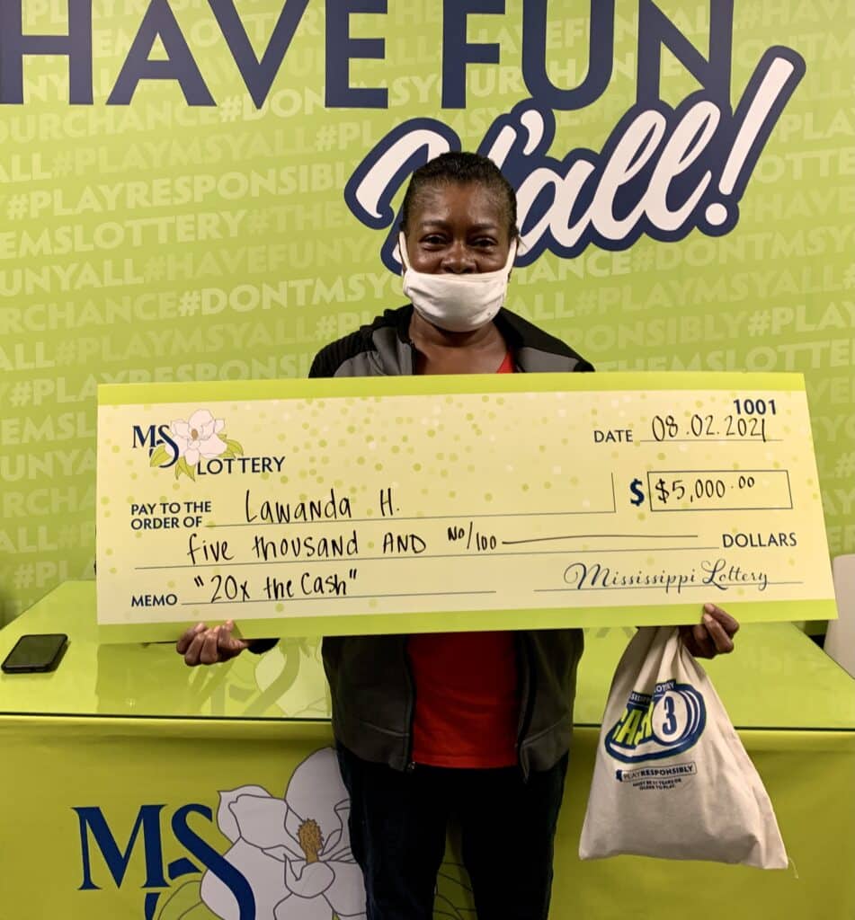 Lawanda H. of Jackson won $5,000 on a 20x the Cash scratch-off game purchased from SKS Food Mart LLC on Clinton Blvd., Jackson.